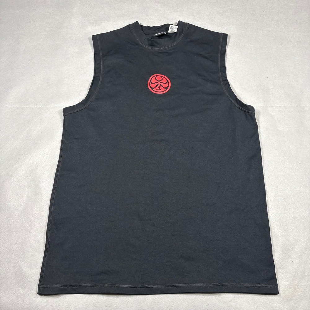HIC Hawaiian Island Creations Mens Sleeveless Rash Guard Black Red Logo Large